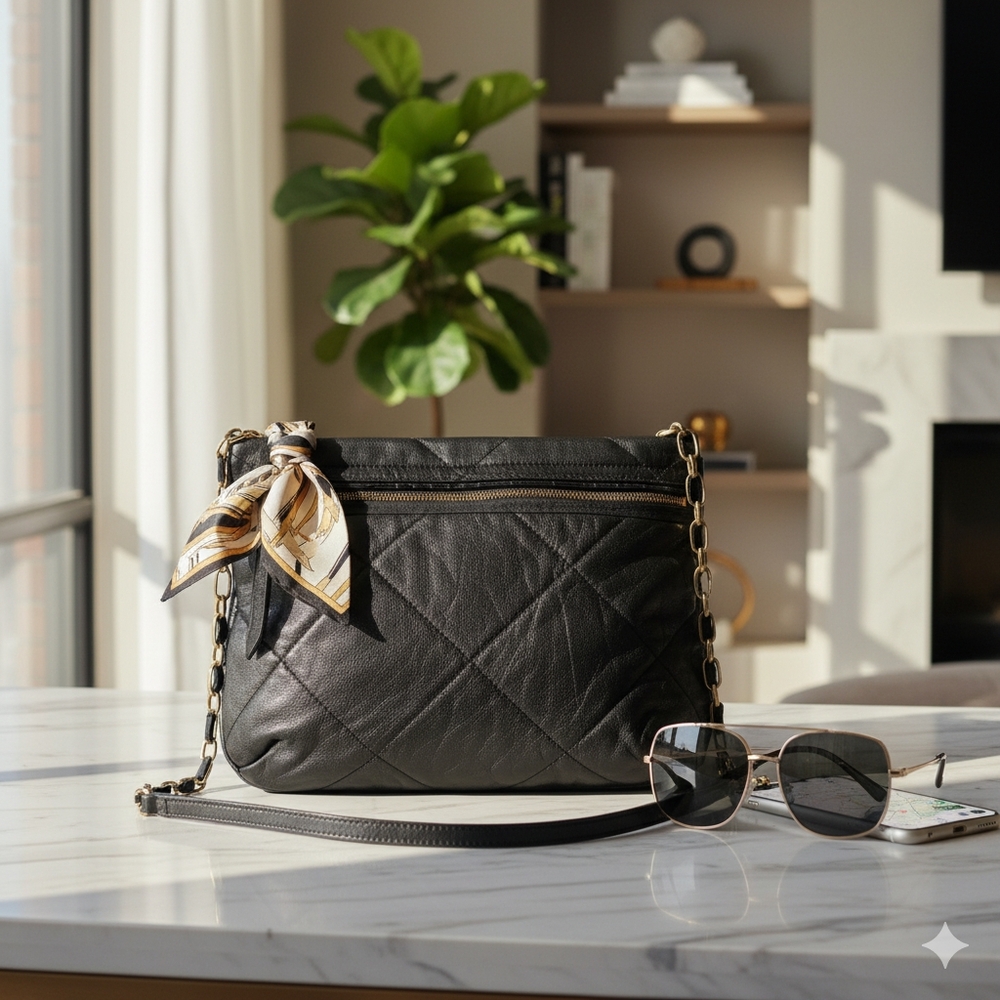 LANVIN Paris Vintage soft black Italian leather Lanvin purse